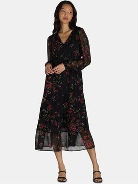 Time and Tru Floral Tiered Midi Dress Size Large